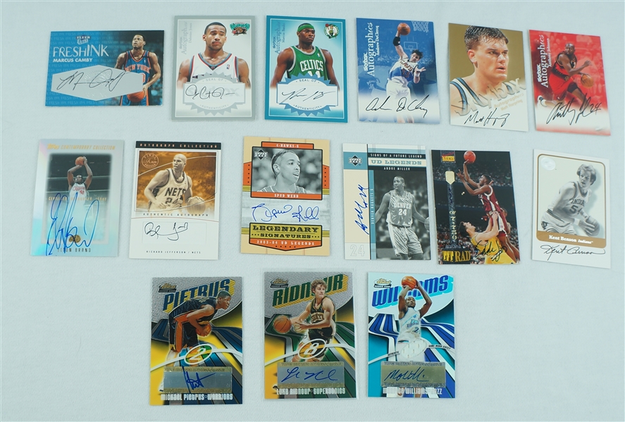 Collection of 15 Autographed Basketball Insert Cards w/ Fleer SkyBox