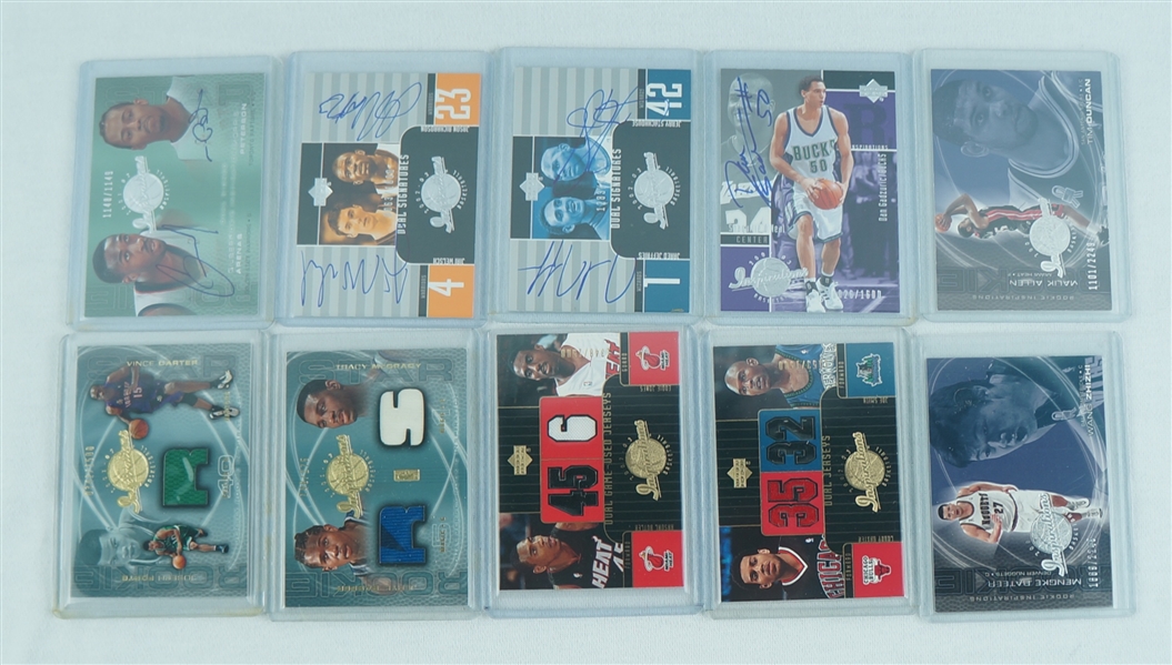 2001-02 Upper Deck Inspirations Game Used & Autographed Cards w/ Vince Carter & Tracy McGrady 