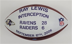 Ray Lewis 2006 Baltimore Ravens Interception Game Used Presentation Football w/ MEARS LOA
