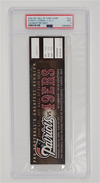 Tom Brady 2000 Hall of Fame Game NFL Debut Full Ticket PSA 9 *Highest Graded*