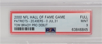 Tom Brady 2000 Hall of Fame Game NFL Debut Full Ticket PSA 9 *Highest Graded*