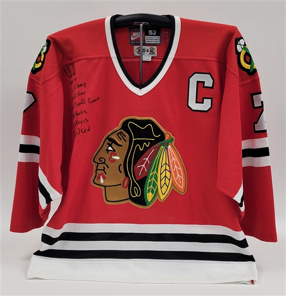 Chris Chelios 1998 Chicago Blackhawks Game Used Autographed & Multi-Inscribed Jersey Beckett