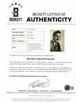 Billy Martin Autographed 5x7 Photo w/ Beckett LOA