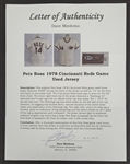 Pete Rose 1978 Cincinnati Reds Game Used & Autographed Jersey Beckett w/ Dave Miedema LOA