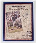Torii Hunter 2002 Home Run Derby Used & Autographed Jersey w/ Autographed Framed Display