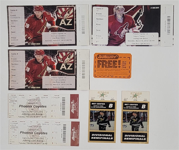 Minnesota North Stars & Phoenix Coyotes Ticket Collection