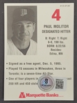 Paul Molitor Autographed Lot w/ Baseball, 8x10 Photo, & Card Beckett