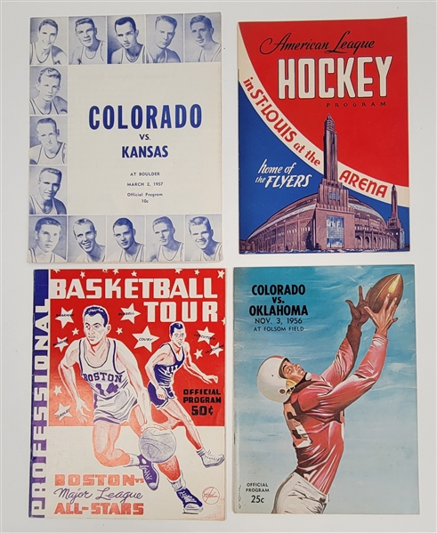 Lot of 4 Vintage Sports Programs w/ Wilt Chamberlain & Bob Cousy