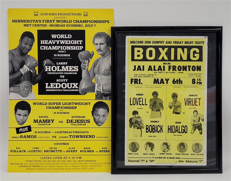 Lot of (2) 1977 & 1980 Fight Posters w/ Larry Holmes