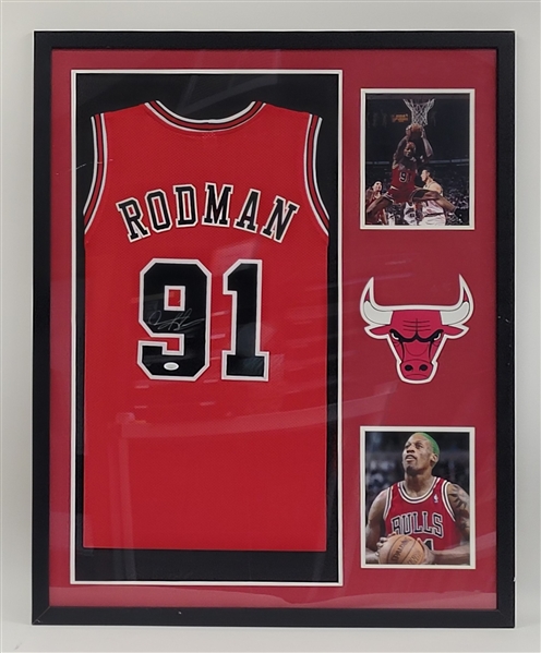 Dennis Rodman Autographed & Framed Custom Jersey JSA