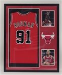 Dennis Rodman Autographed & Framed Custom Jersey JSA
