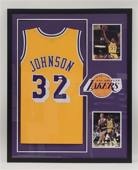 Magic Johnson Autographed & Framed Custom Jersey JSA