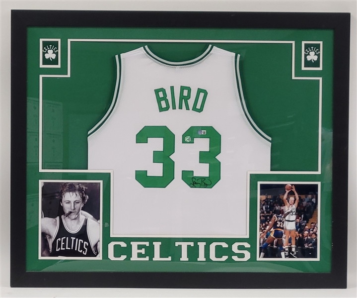 Larry Bird Autographed & Framed Custom Jersey Beckett