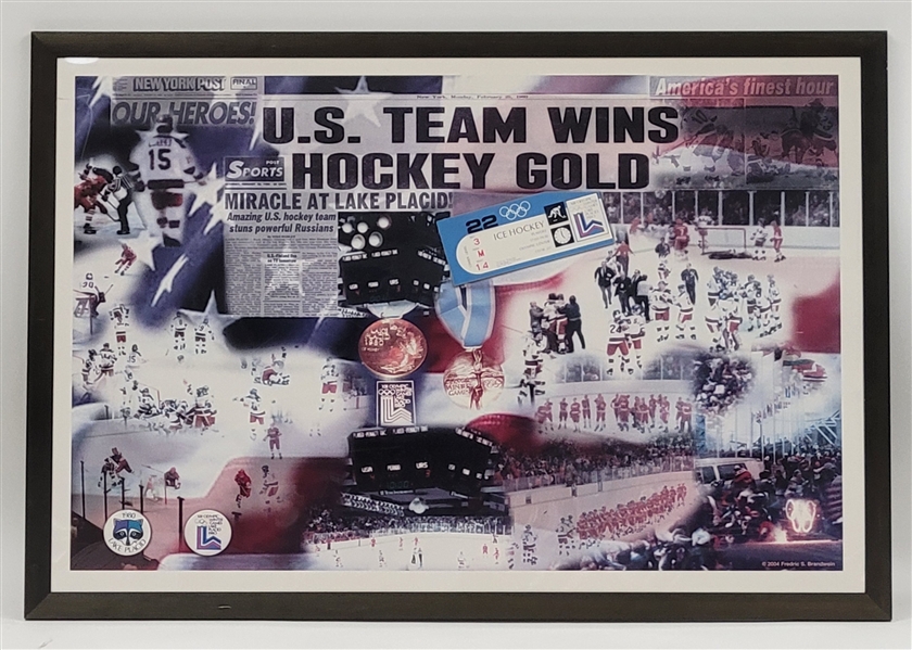 1980 Miracle on Ice Framed 26x38 Display
