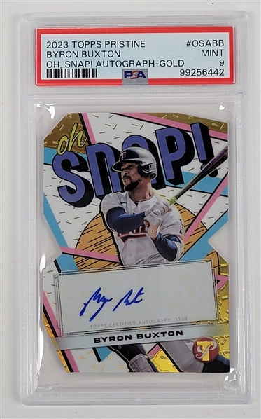 Byron Buxton 2023 Topps Pristine Oh Snap! Autograph - Gold Card LE #32/50 PSA 9