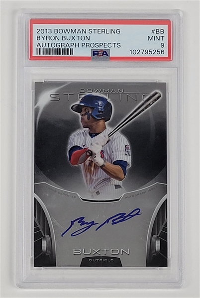 Byron Buxton 2013 Bowman Sterling Autograph Prospects Card PSA 9