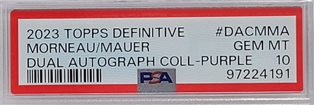 Joe Mauer/Justin Morneau 2023 Topps Definitive Dual Autograph Collection - Purple Card LE #1/5 PSA 10