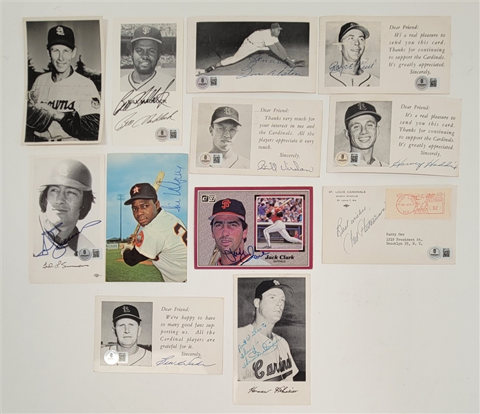 Lot of 12 Autographed Vintage Baseball Photo Postcards Beckett