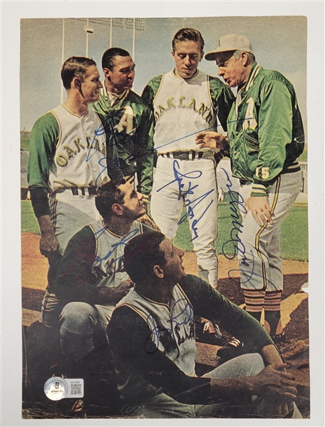 1970 Oakland As Autographed Magazine Page w/ Joe DiMaggio Beckett LOA