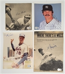 Lot of 4 Autographed Baseball Photos & Magazine Pages Beckett