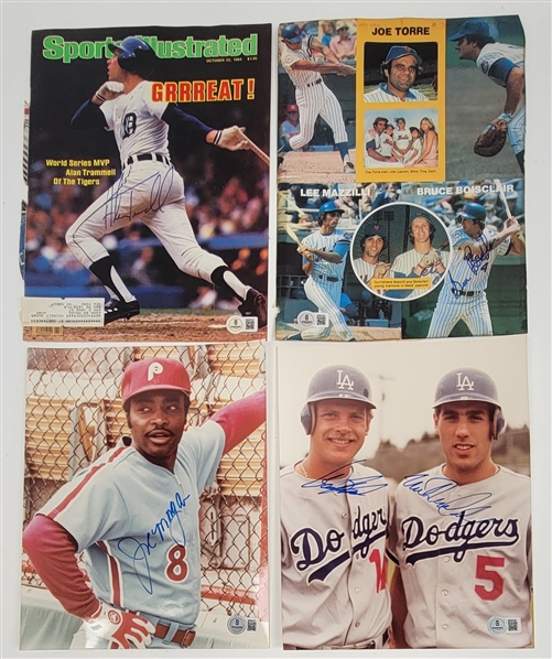 Lot of 4 Baseball Autographed Photos & Magazine Pages Beckett