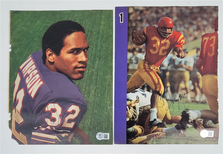 Lot of 2 OJ Simpson Autographed Magazine Pages Beckett