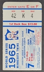 1965 World Series Game 7 Ticket Stub