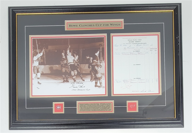 Gordie Howe Autographed & Inscribed 11x14 Photo & Replica Score Sheet Display LE #26/199