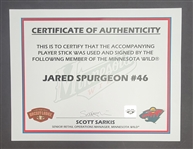Jared Spurgeon Minnesota Wild Game Used & Autographed Hockey Stick w/ Wild LOA