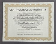 Pierre-Marc Bouchard Minnesota Wild Game Used & Autographed Hockey Stick w/ Wild LOA