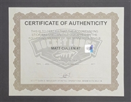 Matt Cullen Minnesota Wild Game Used & Autographed Hockey Stick w/ Wild LOA