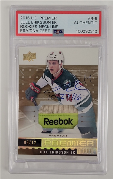 Joel Eriksson Ek Autographed & Inscribed 2016 Upper Deck Premier Rookies - Neckline LE #3/12 PSA/DNA Authentic