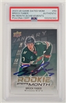 Brock Faber Autographed 2023 Upper Deck Game Dated Moments Rookie of the Month Achievements Rookie Card PSA/DNA Authentic