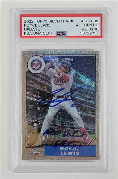 Royce Lewis Autographed & Inscribed 2022 Topps Silver Pack Update Rookie Card PSA Auto 10