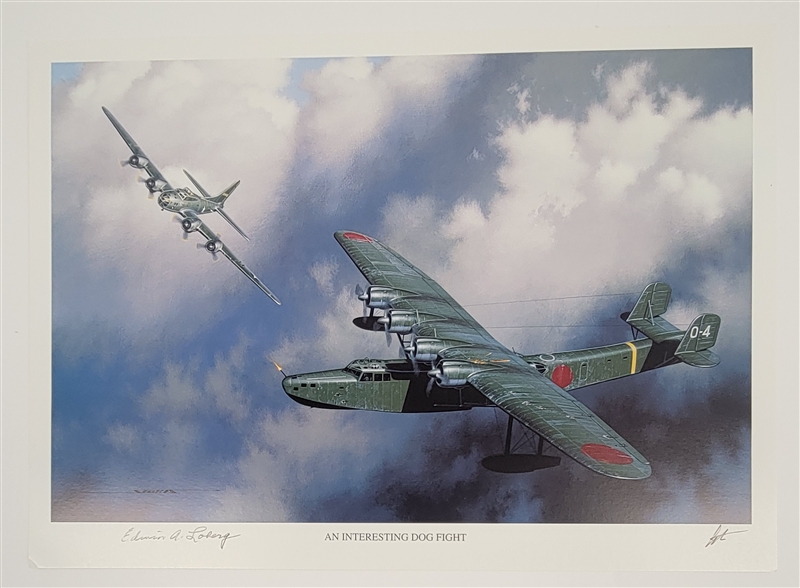 Edwin Loberg Autographed "An Interesting Dog Fight" 11x16 Lithograph