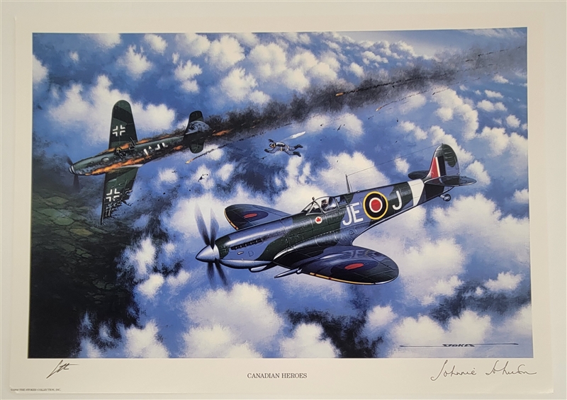 Johnnie Johnson Autographed "Canadian Heroes" 11x16 Lithograph
