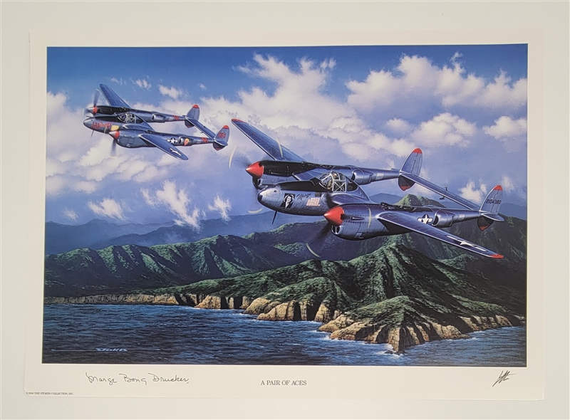 Marge Bong Drucker Autographed "A Pair of Aces" 11x16 Lithograph