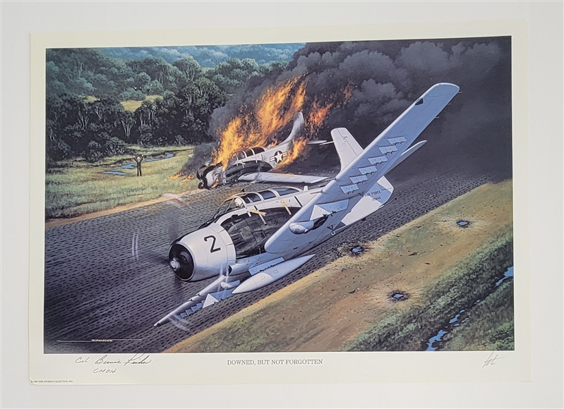 Bernard Fisher Autographed "Downed But Not Forgotten" 11x16 Lithograph
