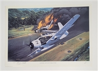 Bernard Fisher Autographed "Downed But Not Forgotten" 11x16 Lithograph