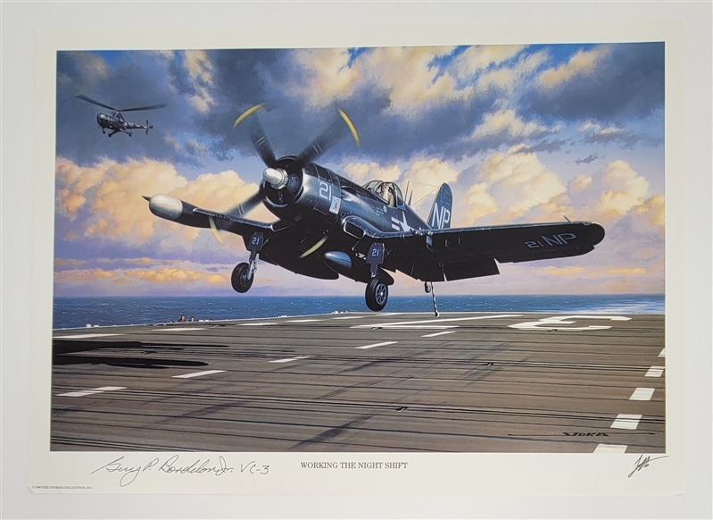 Guy Bordelon Autographed "Working the Night Shift" 11x16 Lithograph