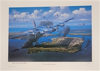John Davy Crockett Autographed "Flying Into a War" 11x16 Lithograph