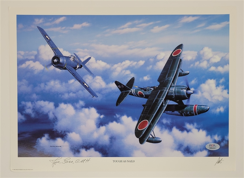Joe Foss Autographed "Tough as Nails" 11x16 Lithograph PSA/DNA
