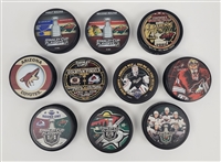Lot of 10 Minnesota Wild & Arizona Coyotes Commemorative Hockey Pucks