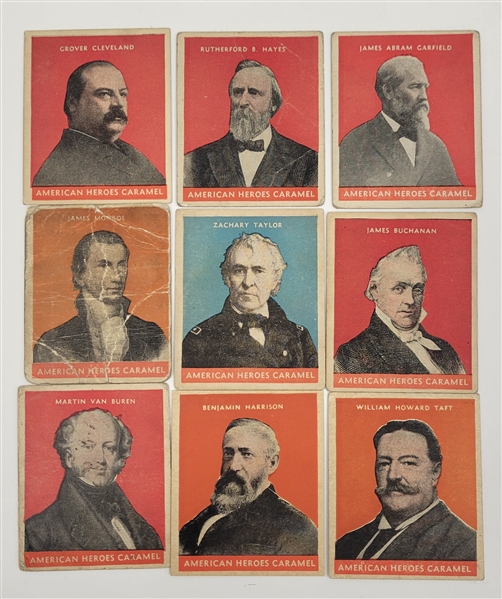Lot of (9) 1932 US Caramel Presidential Cards