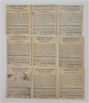 Lot of (9) 1932 US Caramel Presidential Cards