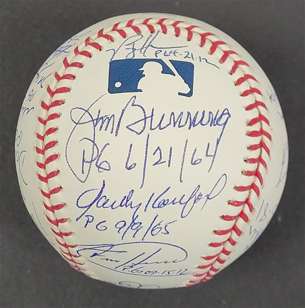 Perfect Game Pitchers Multi-Signed & Inscribed OML Baseball w/ 17 Signatures Including Sandy Koufax Beckett LOA
