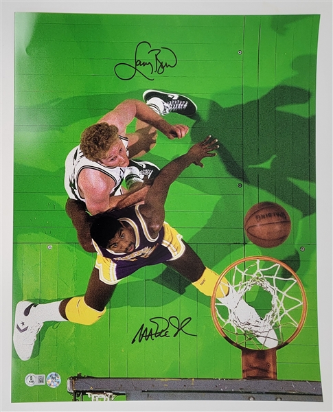 Magic Johnson & Larry Bird Dual Autographed 16x20 Photo Beckett