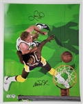 Magic Johnson & Larry Bird Dual Autographed 16x20 Photo Beckett