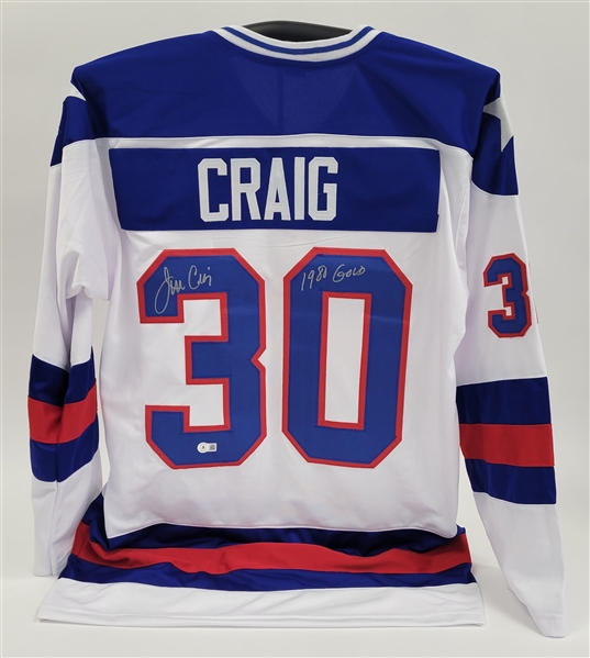 Jim Craig Autographed & Inscribed Custom Jersey Beckett