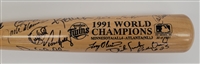 1991 Minnesota Twins Team Signed World Champions Bat w/ Puckett Beckett LOA